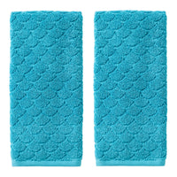 Ocean Watercolor Scales 2-Piece Hand Towel Set, Aqua