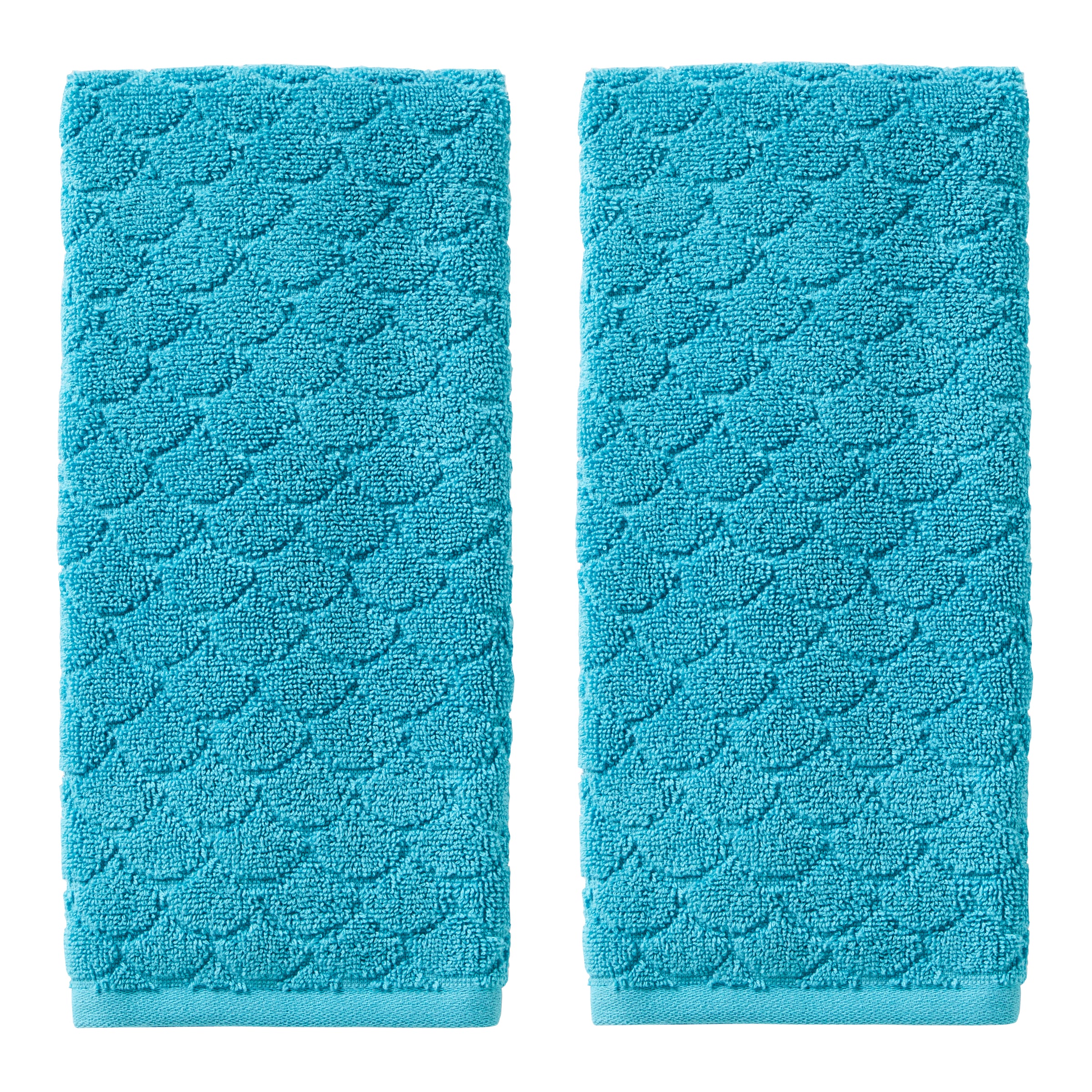 Ocean Watercolor Scales 2-Piece Hand Towel Set, Aqua