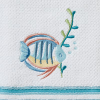 Ocean Watercolor Bath Towel, White