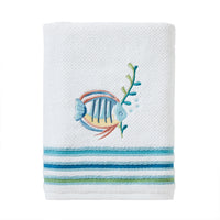Ocean Watercolor Bath Towel, White