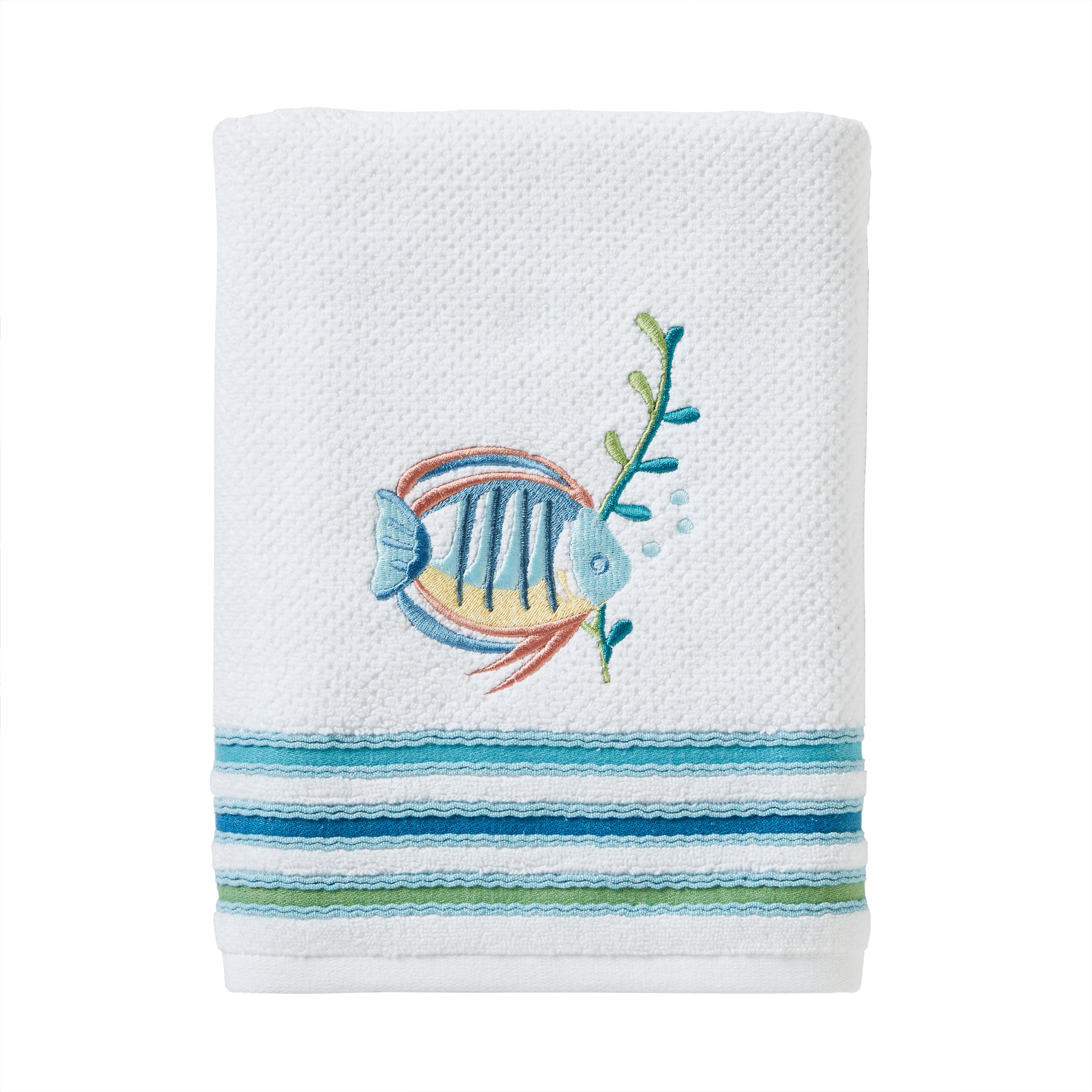Ocean Watercolor Bath Towel, White
