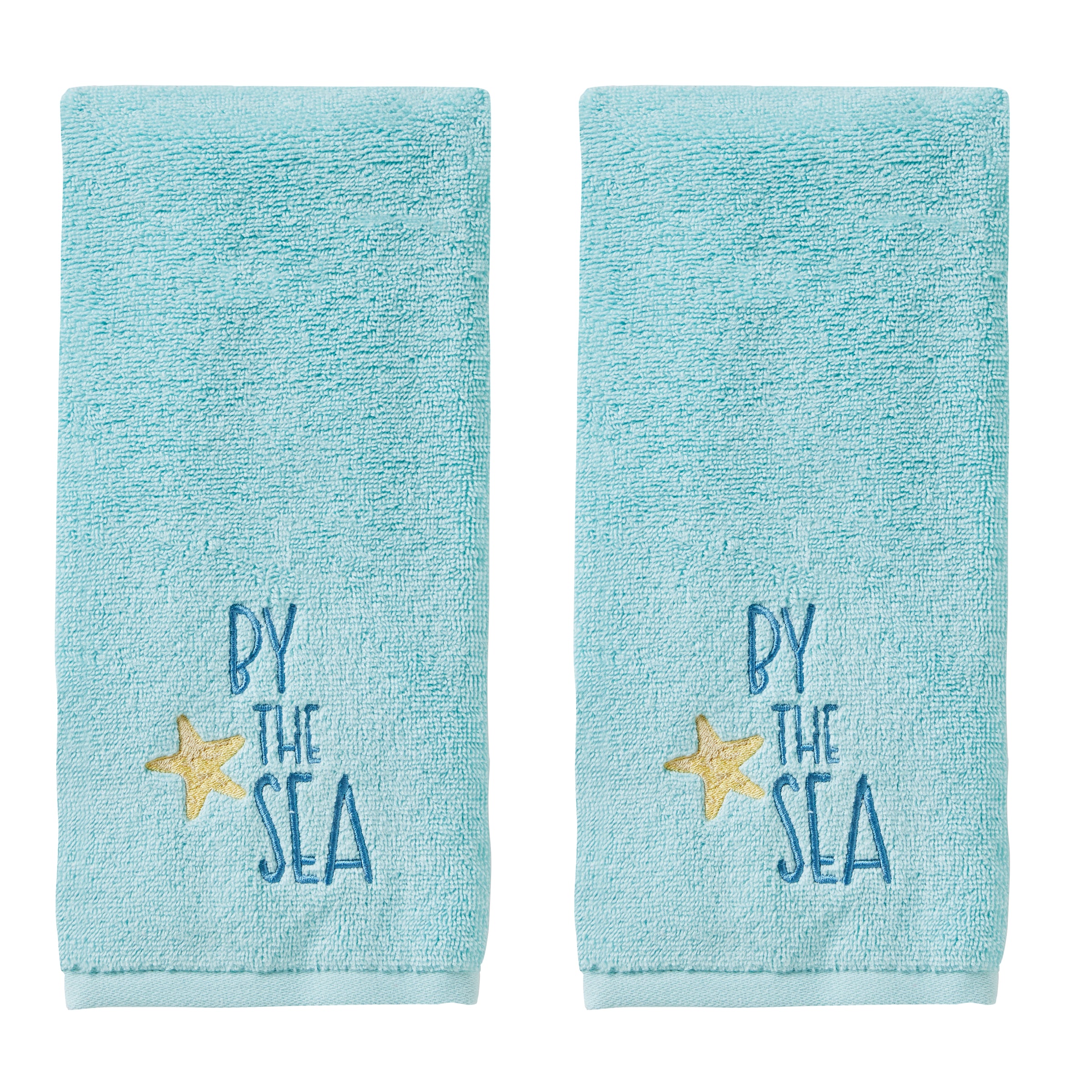 Ocean Watercolor 2-Piece Hand Towel Set, Aqua