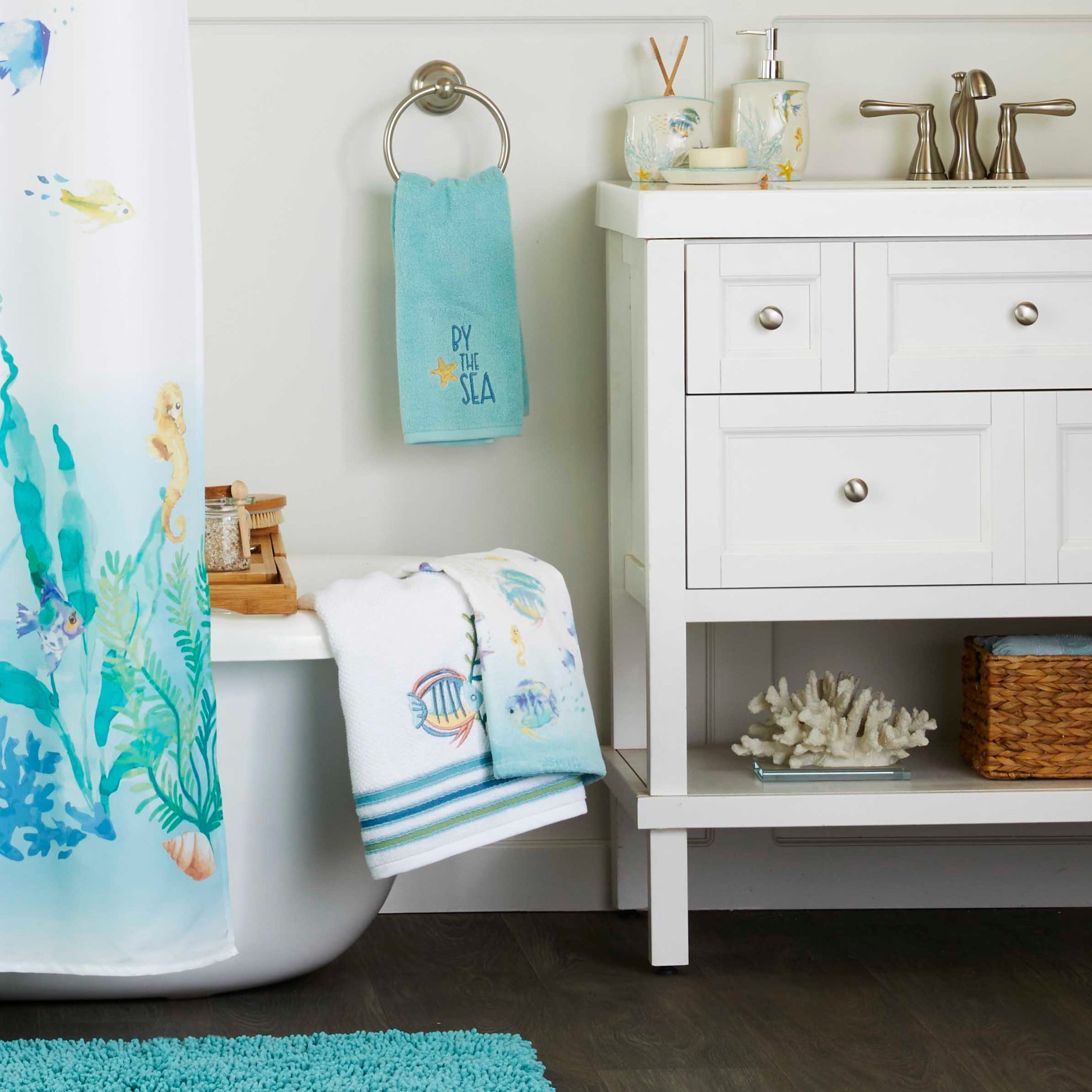 Ocean Watercolor 2-Piece Printed Hand Towel Set, Multi