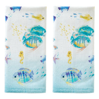 Ocean Watercolor 2-Piece Printed Hand Towel Set, Multi