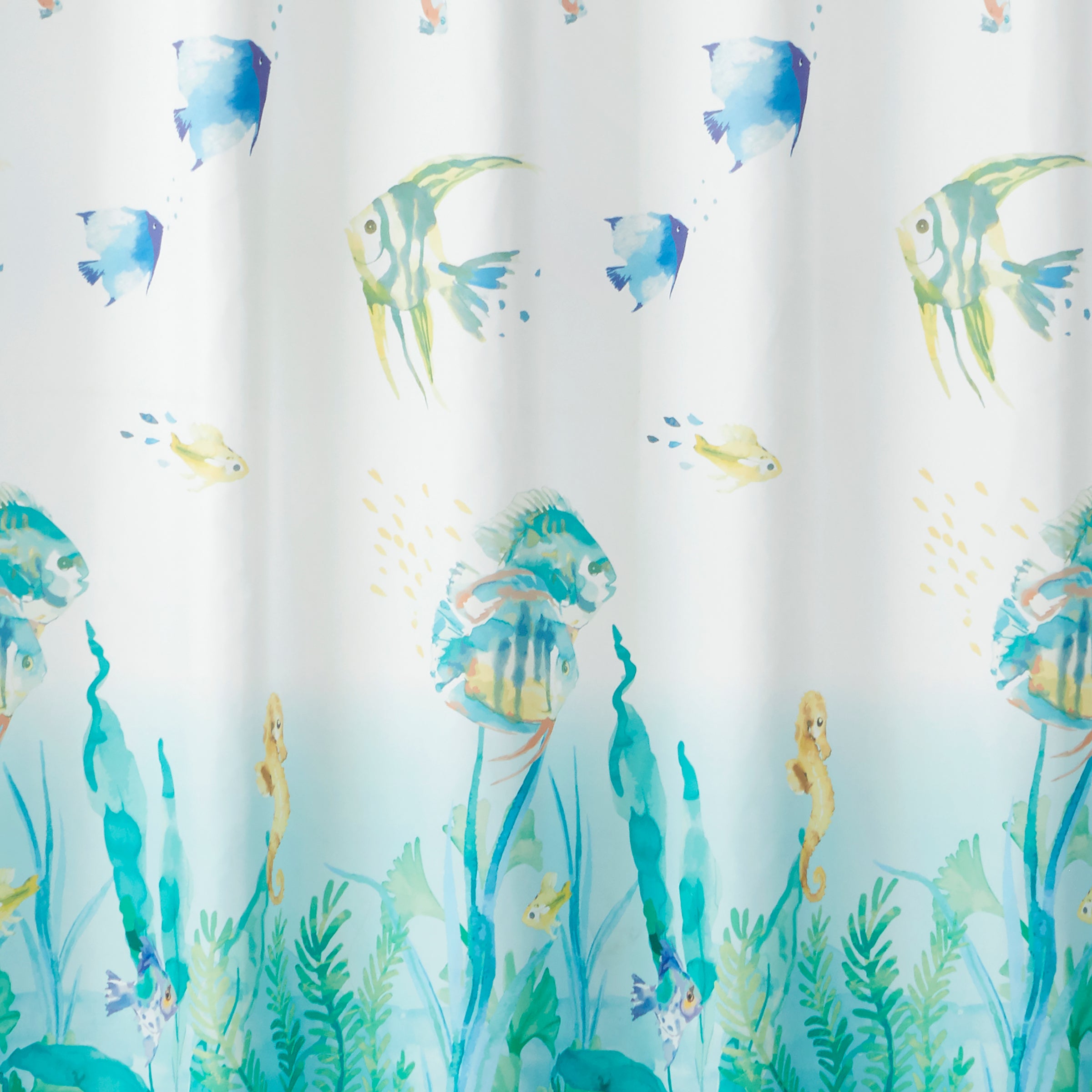 Ocean Watercolor Fabric Shower Curtain, Multi