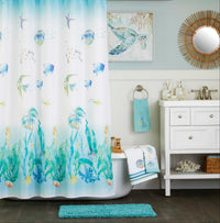 Ocean Watercolor Scales Rug, Aqua