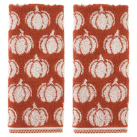 Pumpkin Jacquard 2-Piece Hand Towel Set, Spice
