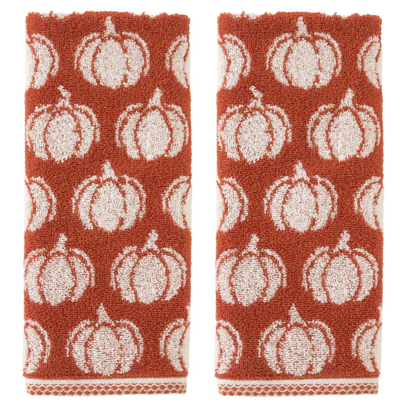 Pumpkin Jacquard 2-Piece Hand Towel Set, Spice