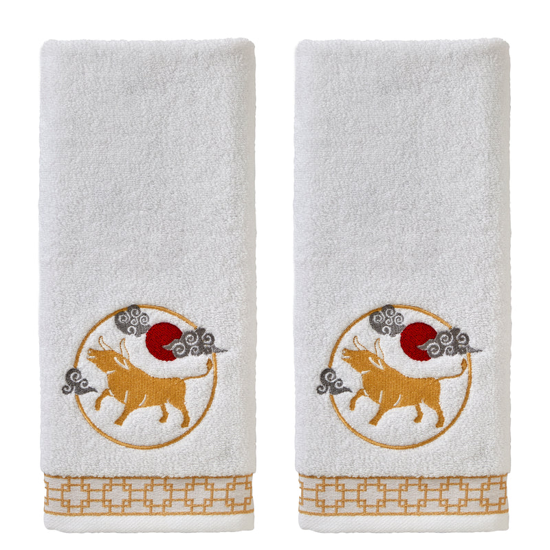 Vern Yip by SKL Home, Zodiac Ox 2-Piece Hand Towel Set, White