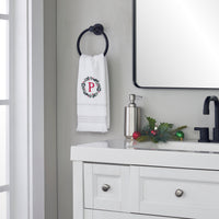 Wreath Monogram “P" 2-Piece Hand Towel Set, White