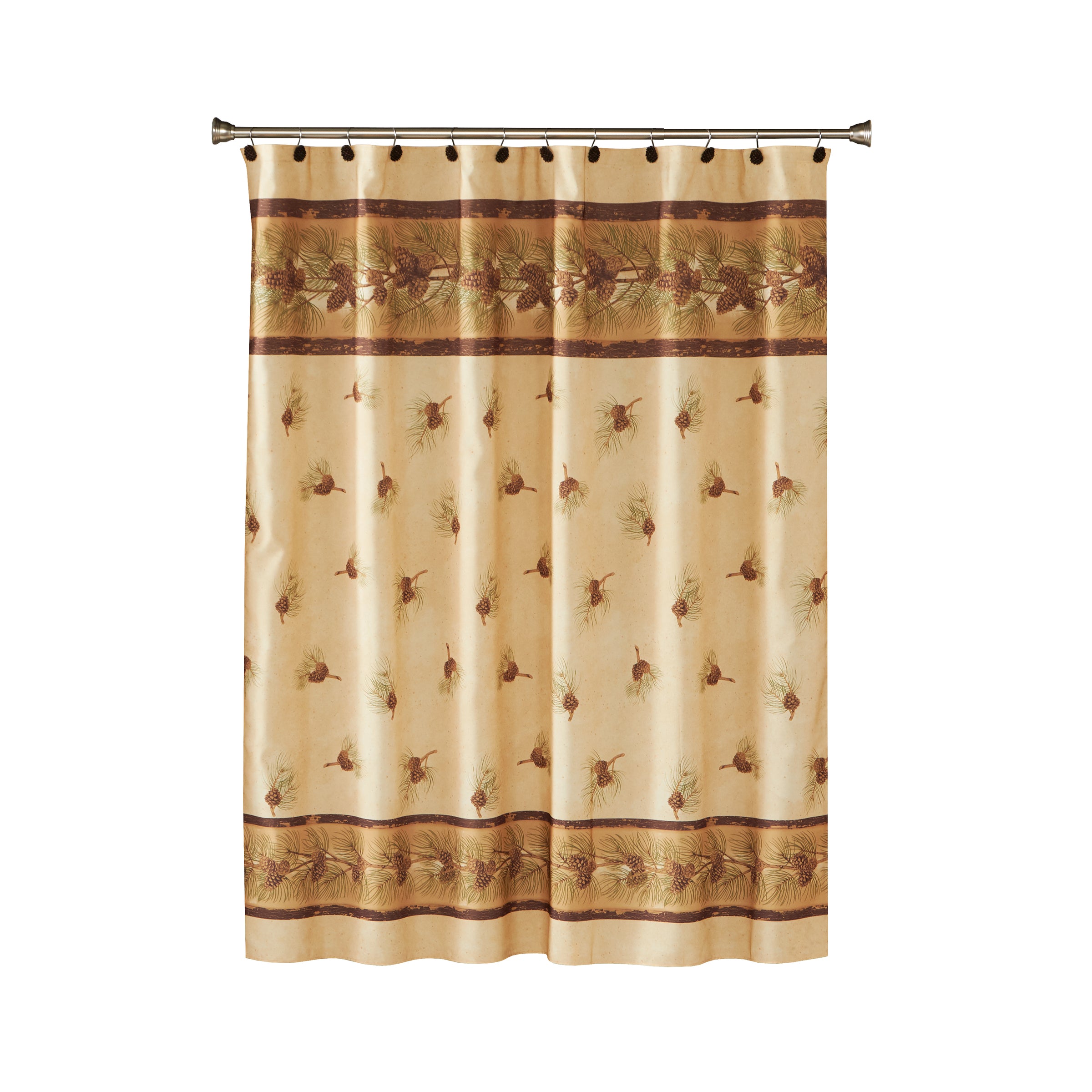 Pinehaven Fabric Shower Curtain, Tan/Multi