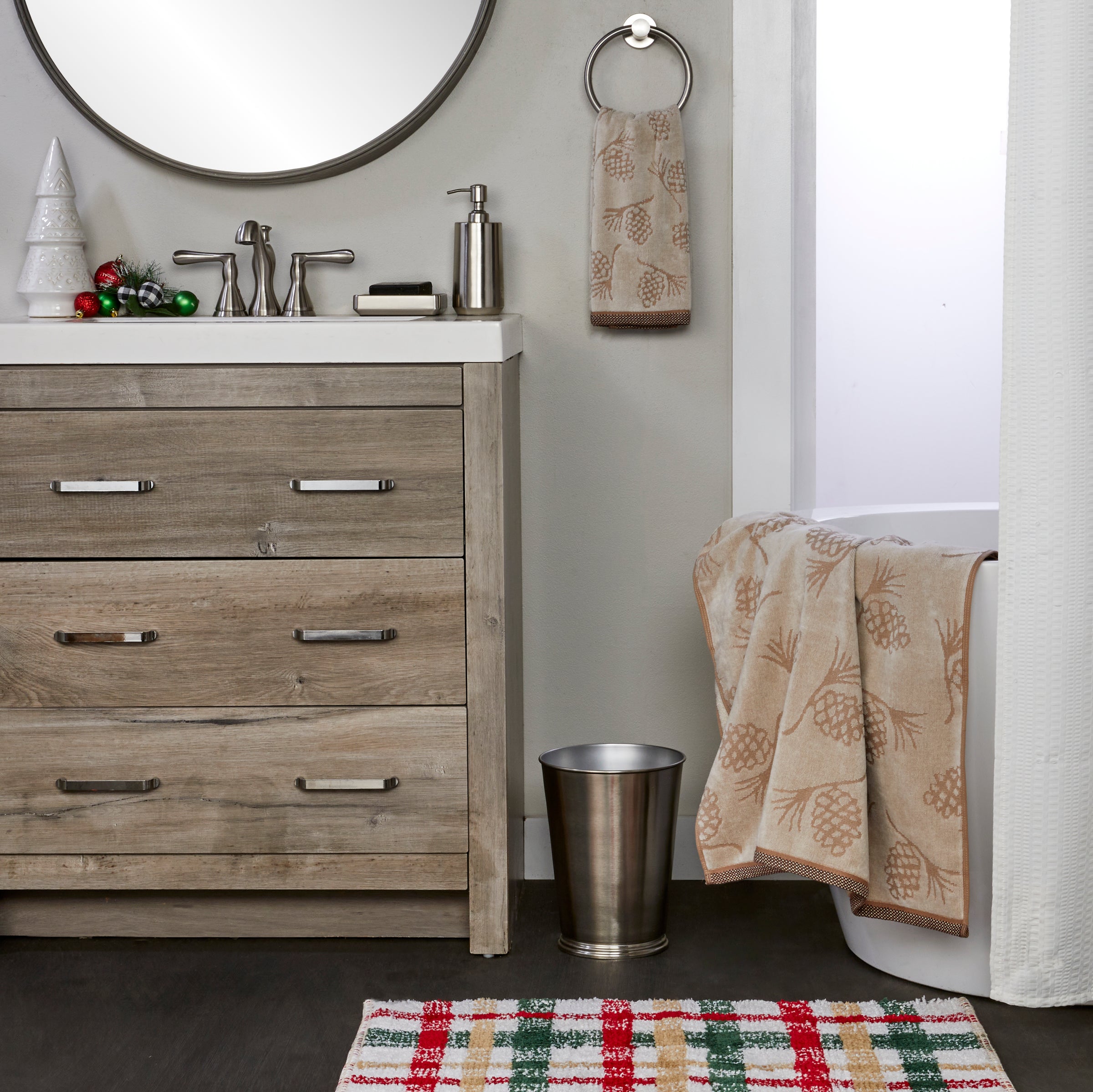 Pinecone Jacquard 4pc Bath & Hand Towel Set, Wheat