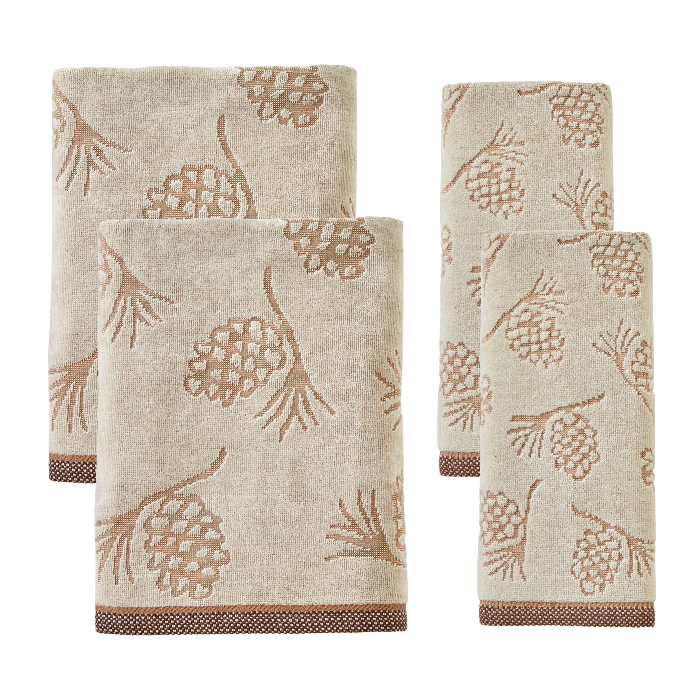 Pinecone Jacquard 4pc Bath & Hand Towel Set, Wheat