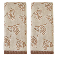 Pinecone Jacquard 2-Piece Hand Towel Set, Wheat