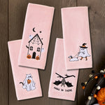 Ghost Cat Towel 2-Piece Hand Towel Set, Pink