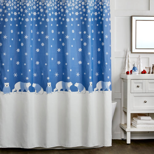 Vern Yip by SKL Home Polar Cove Fabric Shower Curtain, Blue/White