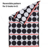 Polka Dot Grande Reversible Jacquard 2-Piece Hand Towel Set, Black/White