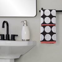 Polka Dot Grande Reversible Jacquard 2-Piece Hand Towel Set, Black/White