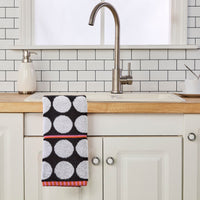 Polka Dot Grande Reversible Jacquard 2-Piece Hand Towel Set, Black/White