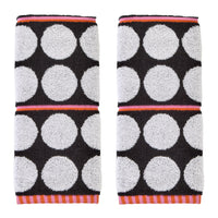 Polka Dot Grande Reversible Jacquard 2-Piece Hand Towel Set, Black/White