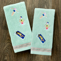 Pool Party 2-Piece Hand Towel Set, Misty Jade