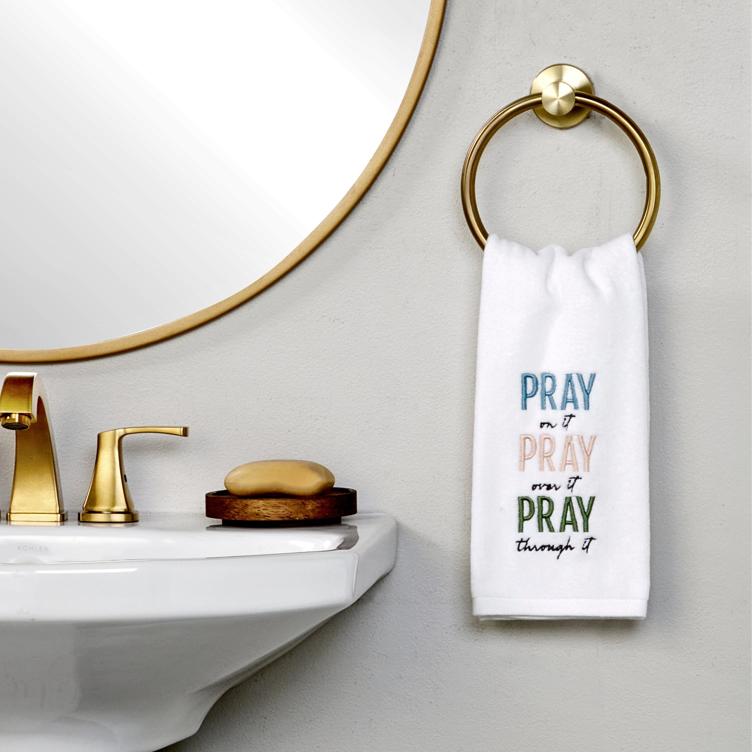 Pray On It 2-Piece Hand Towel Set, White