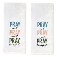 Pray On It 2-Piece Hand Towel Set, White
