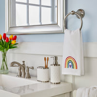 Pride Rainbow 2-Piece Hand Towel Set, White