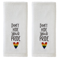 Don't Hide Your Pride 2-Piece Hand Towel Set, White