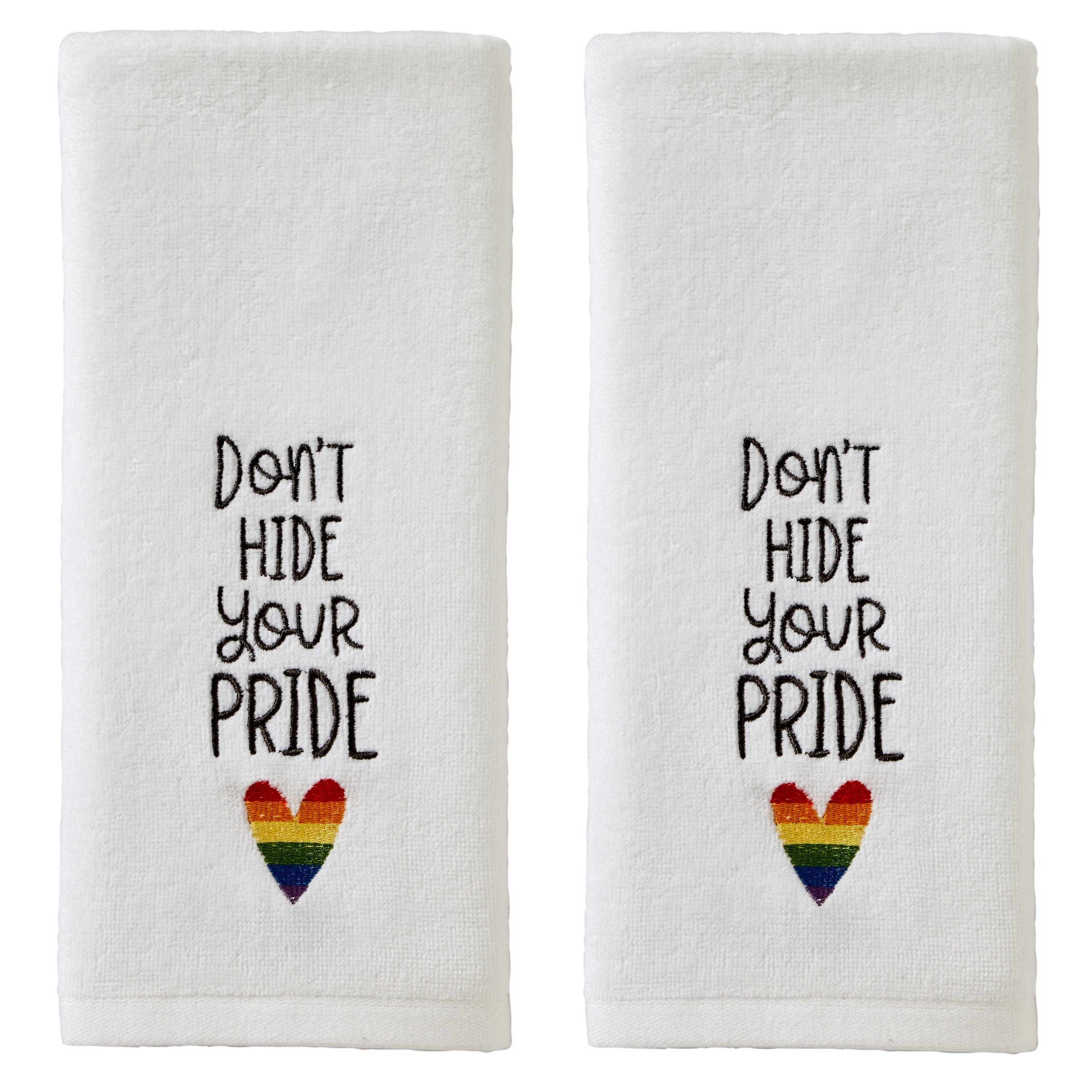 Don't Hide Your Pride 2-Piece Hand Towel Set, White