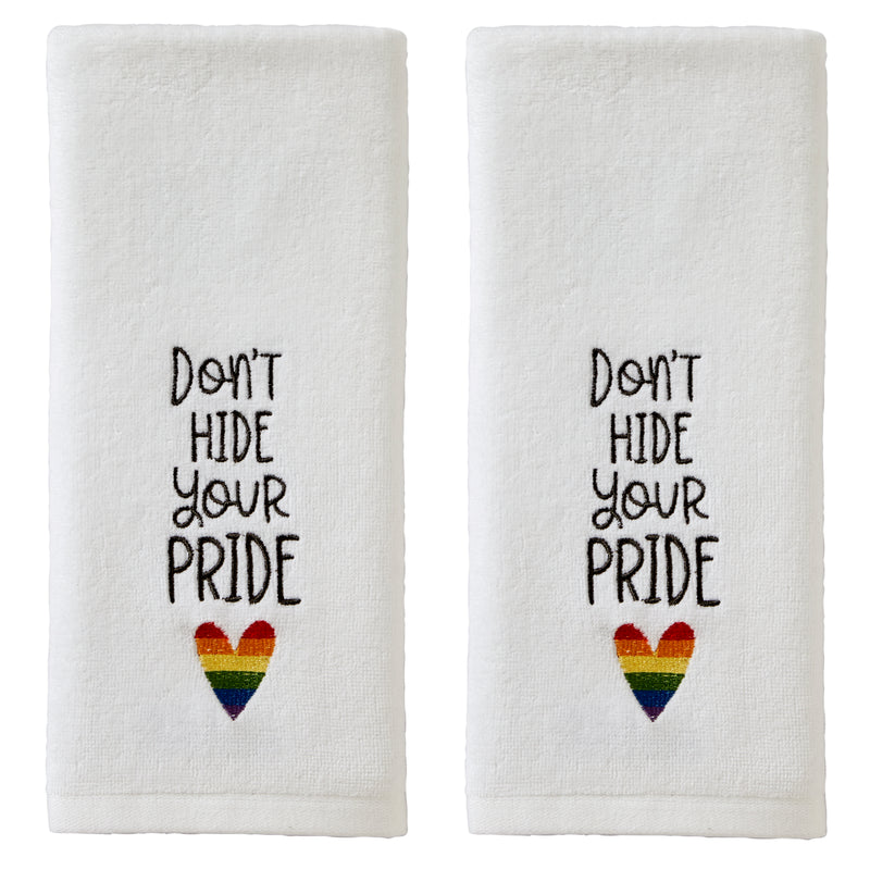 Don't Hide Your Pride 2-Piece Hand Towel Set, White