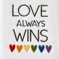 Love Always Wins 2-Piece Hand Towel Set, White