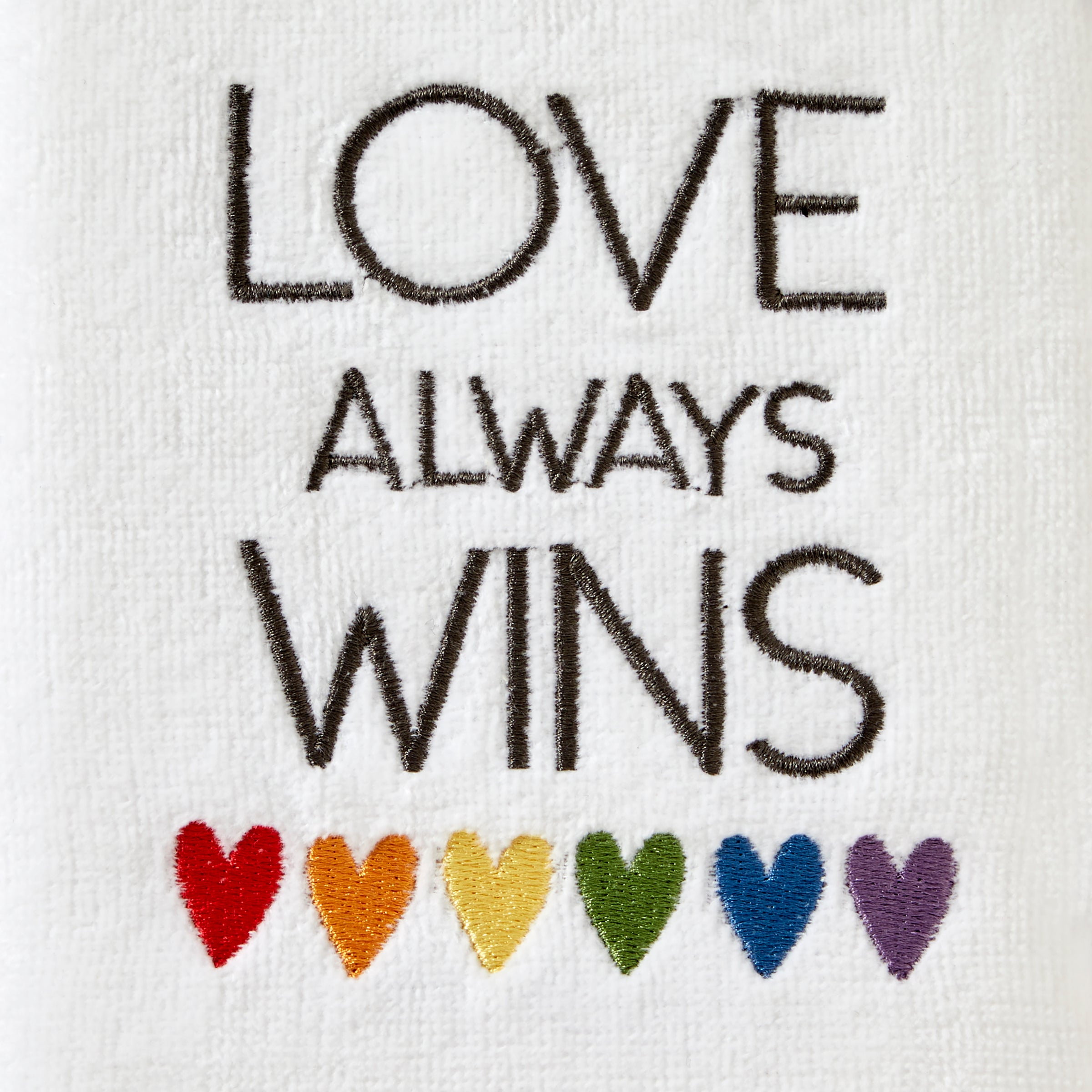 Love Always Wins 2-Piece Hand Towel Set, White