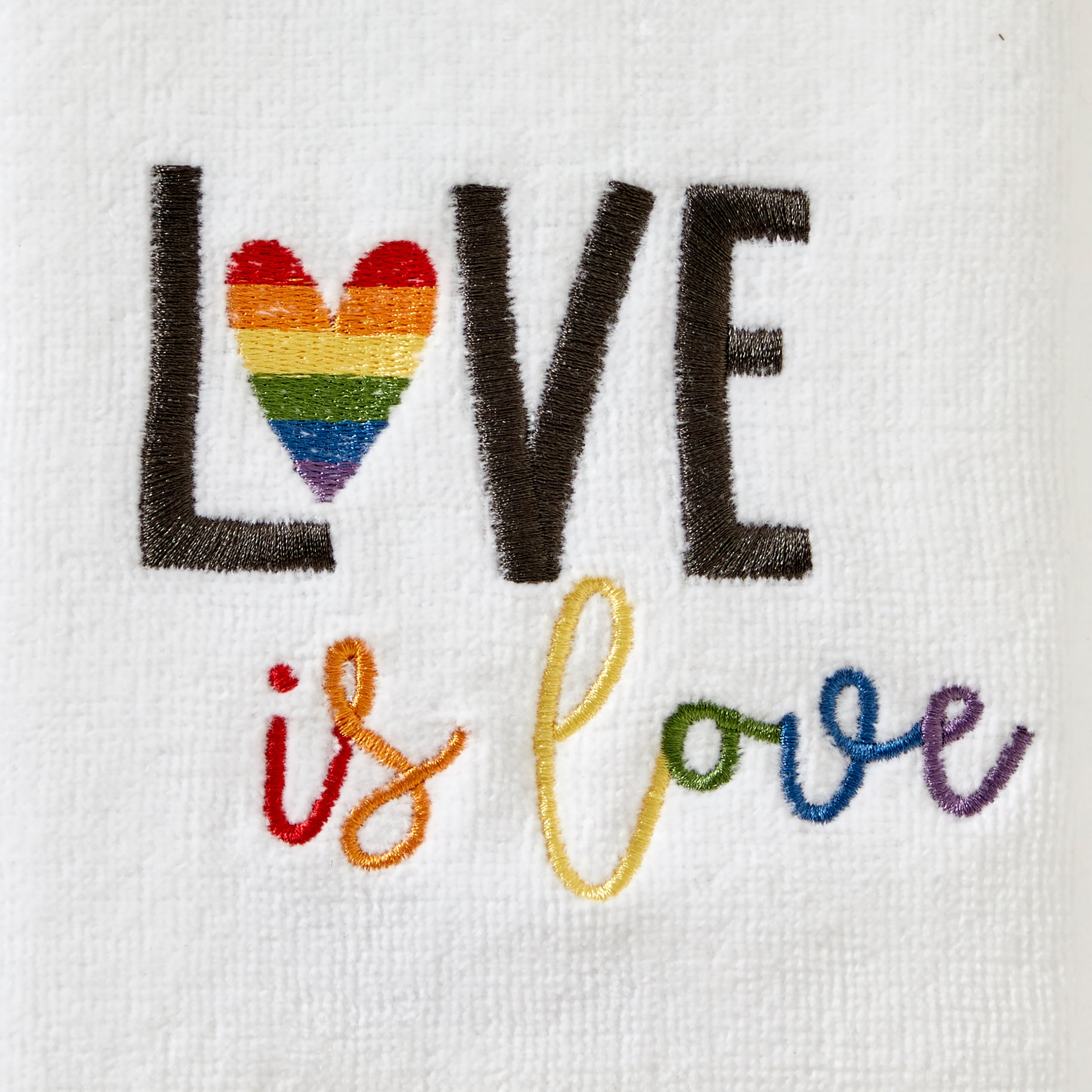 Love Is Love 2-Piece Hand Towel Set, White