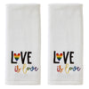 Love Is Love 2-Piece Hand Towel Set, White
