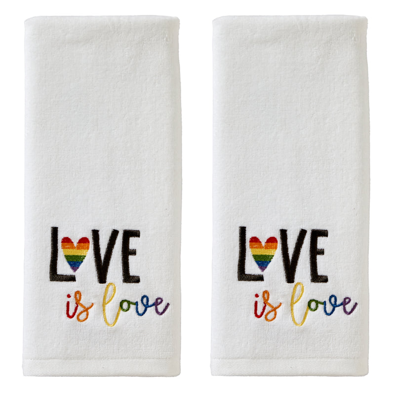 Love Is Love 2-Piece Hand Towel Set, White