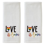 Love Is Love 2-Piece Hand Towel Set, White