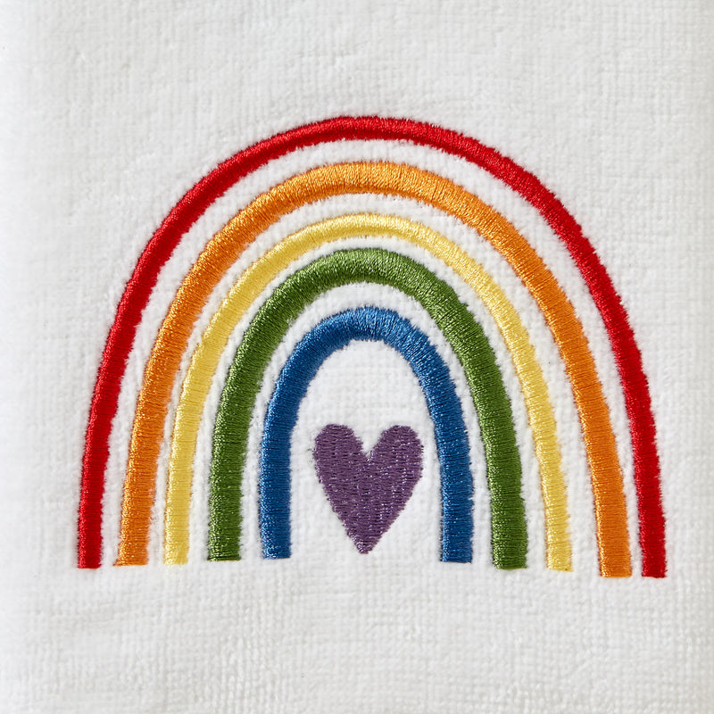 Pride Rainbow 2-Piece Hand Towel Set, White