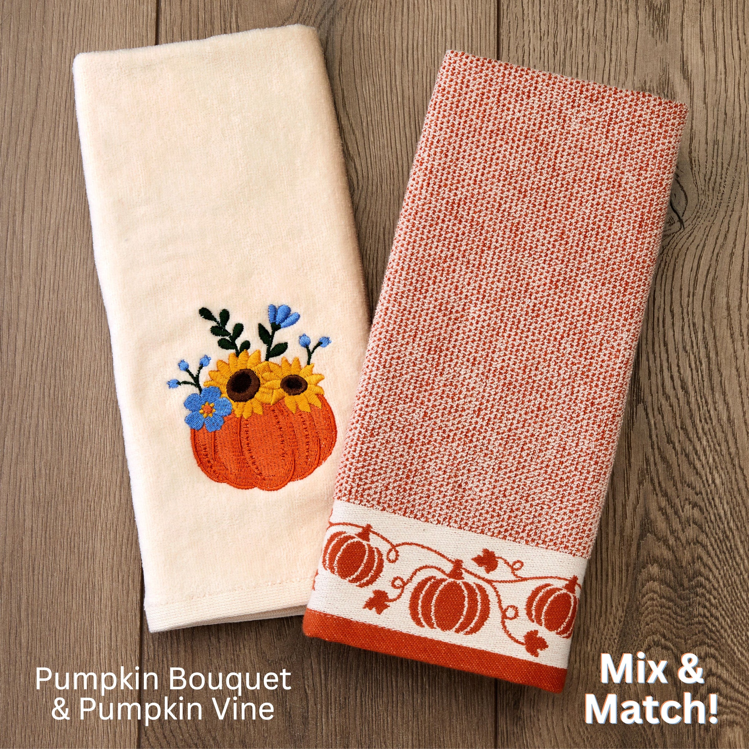 Pumpkin Vine 2-Piece Hand Towel Set, Spice