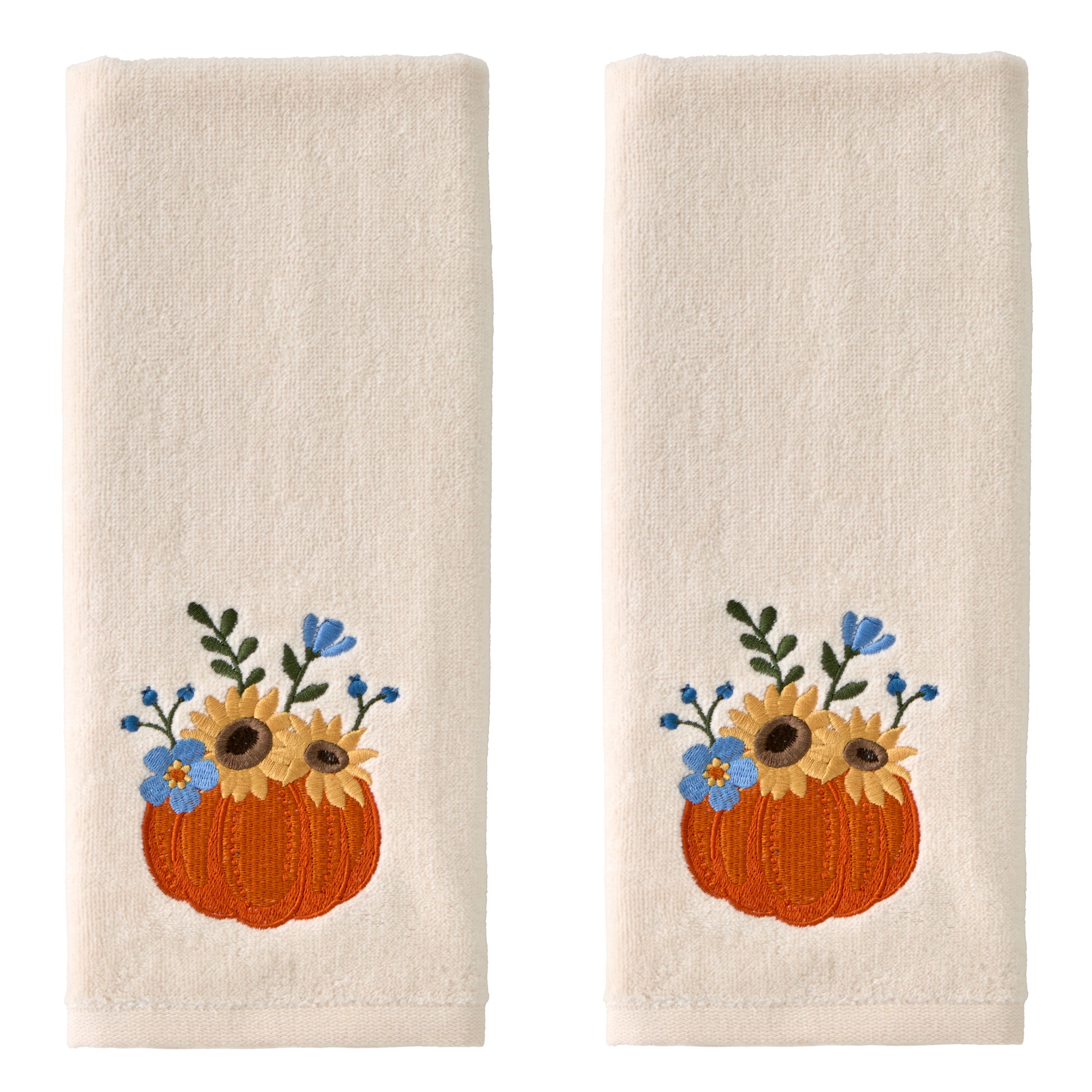 Pumpkin Bouquet 2-Piece Hand Towel Set, Natural