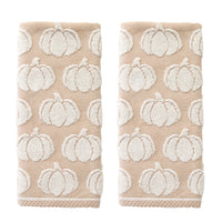 Pumpkin Jacquard 2-Piece Hand Towel Set, Tan