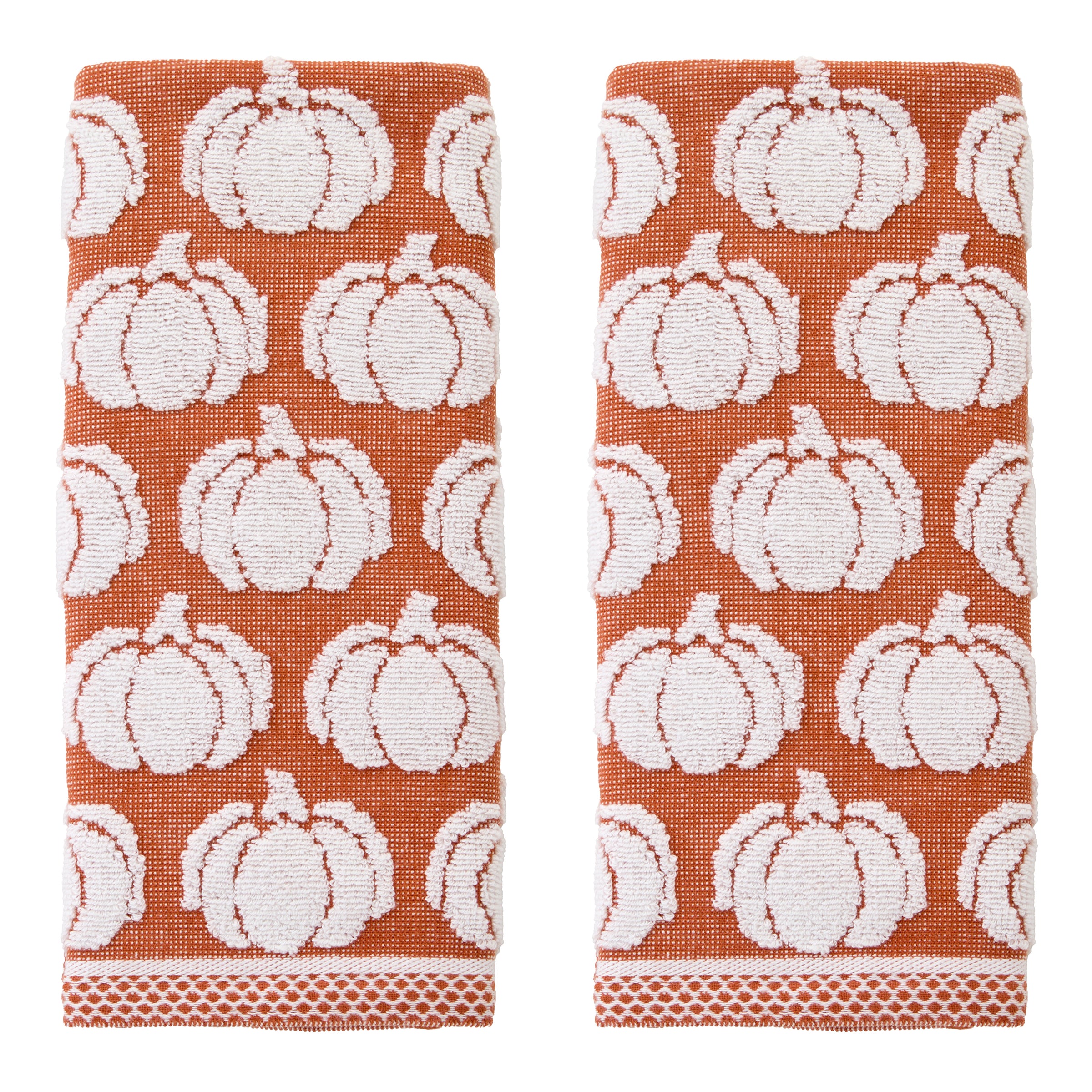 Pumpkin Sculpted 2-Piece Hand Towel Set, Spice