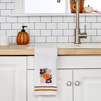 Pumpkin Floral 2-Piece Hand Towel Set, White