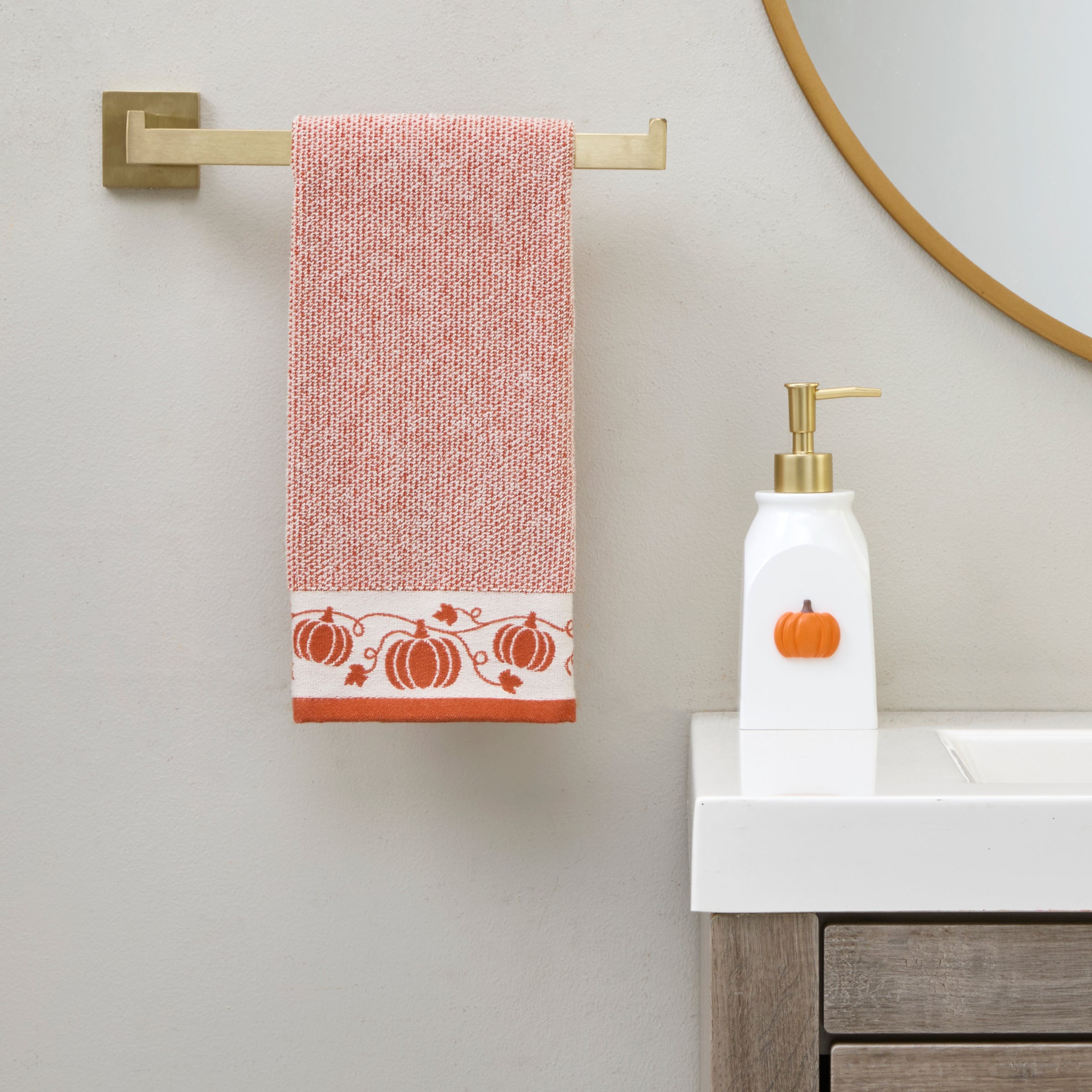 Pumpkin Vine 2-Piece Hand Towel Set, Spice