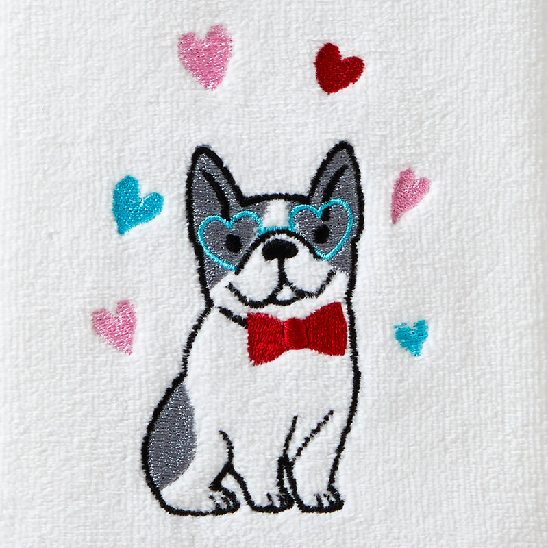 Puppy Love 2-Piece Hand Towel Set, White