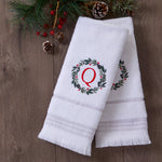 Wreath Monogram “Q" 2-Piece Hand Towel Set, White