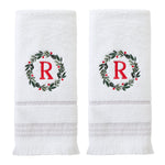 Wreath Monogram “R" 2-Piece Hand Towel Set, White