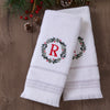 Wreath Monogram “R" 2-Piece Hand Towel Set, White