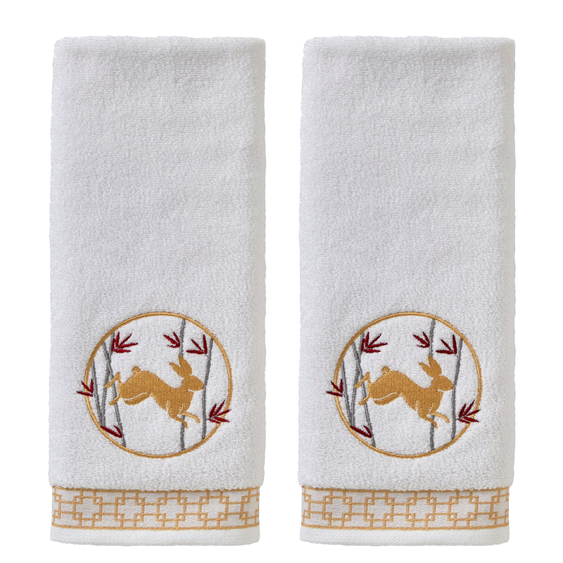 Vern Yip by SKL Home, Zodiac Rabbit 2-Piece Hand Towel Set, White