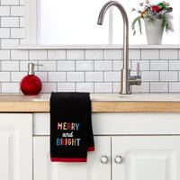 Rainbow Merry 2-Piece Hand Towel Set, Black